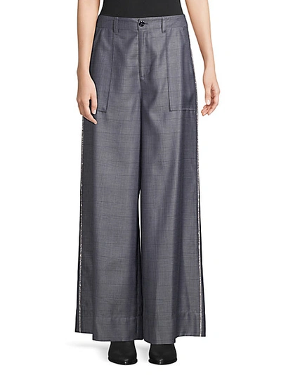 Shop Ganni Merkel Silk & Wool Wide Leg Trousers