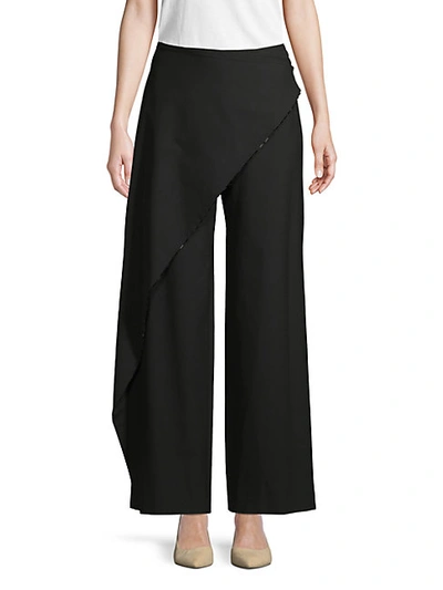 Shop Zac Posen Asymmetrical Overlay Wide-leg Pants