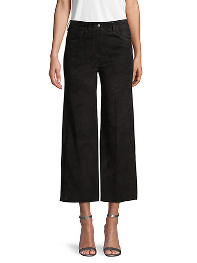 Shop Red Valentino Cropped Flared Suede Pants