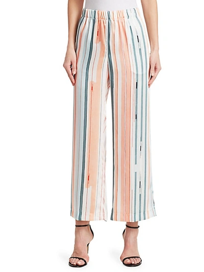 Shop Peserico Watercolor Stripe Wide-leg Pants
