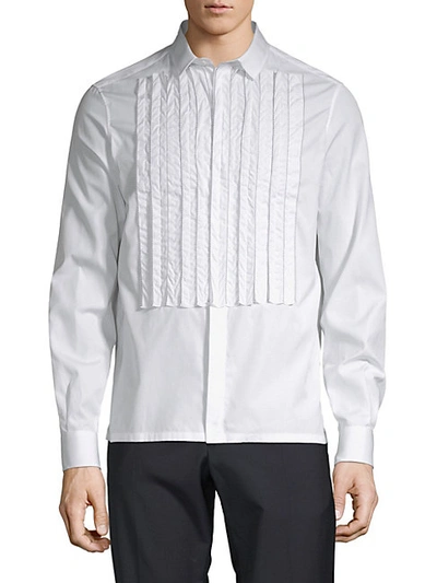 Shop Valentino Pleated Cotton Button-down Shirt