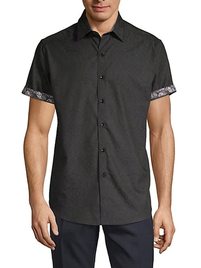 Shop Robert Graham Equinox Tone-on-tone Short-sleeve Shirt
