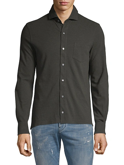 Shop Isaia Spread Collar Shirt