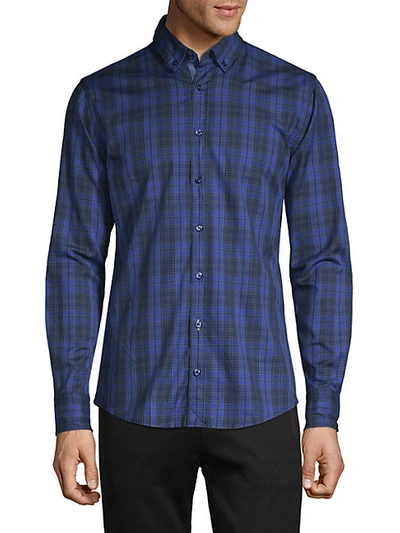 Shop Hugo Boss Checkered-print Long-sleeve Shirt