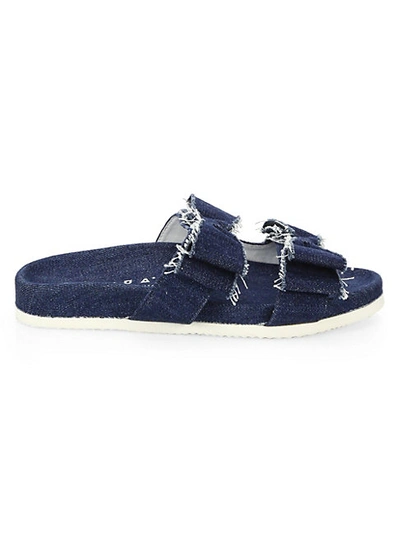 Shop Joshua Sanders Joshua Light Denim Bow Slides