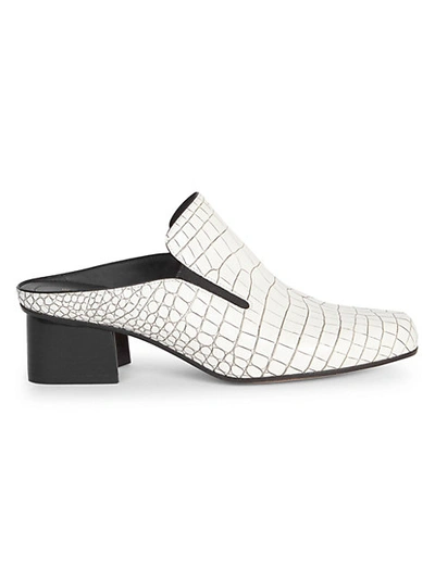 Shop Dries Van Noten Leather Crocodile Print Mule