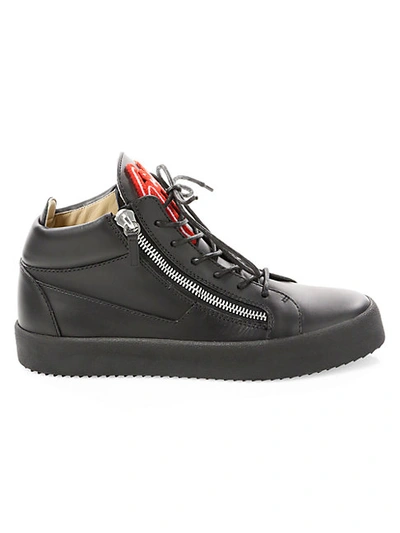 Shop Giuseppe Zanotti Varsity Mid Top Leather Sneakers