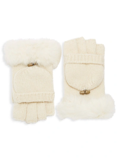 Shop Adrienne Landau Dyed Rabbit Fur Trimmed Gloves