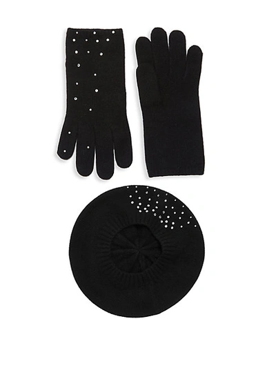 Shop Portolano 2-piece Embellished Cashmere Beret & Gloves Set