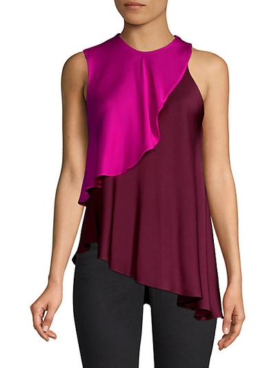 Shop Milly Nora Stretch Silk Layered Halter Blouse