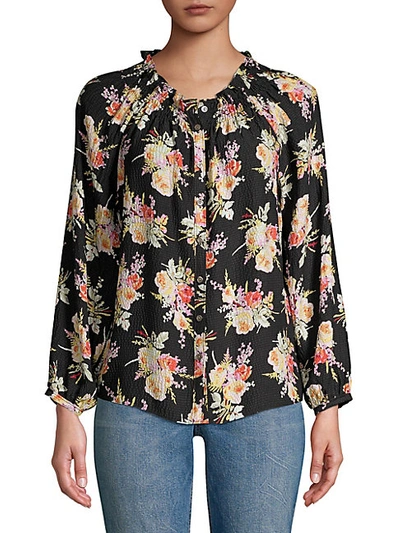 Shop Rebecca Taylor Silk Floral Blouse