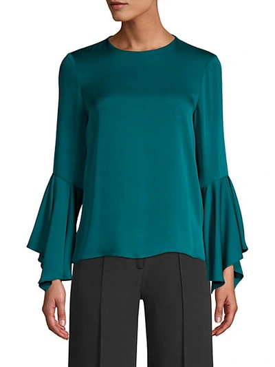 Shop Milly Holly Silk-blend Bell-sleeve Blouse