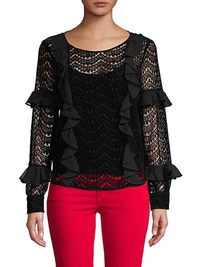 Shop Dh New York Lace Ruffle-trimmed Top