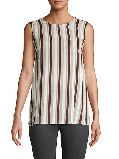 Shop Brunello Cucinelli Striped Silk Top