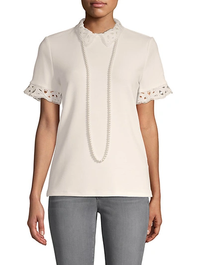 Shop Karl Lagerfeld Lace Necklace Top