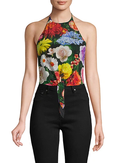 Shop Alice And Olivia Floral-print Silk Top