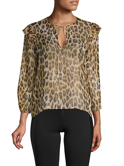 Shop Alice And Olivia Sissy Silk-blend Leopard Top