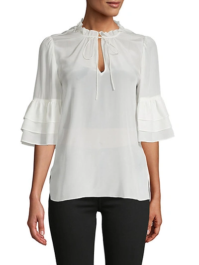 Shop Alice And Olivia Julius Tiered-sleeve Silk Tunic