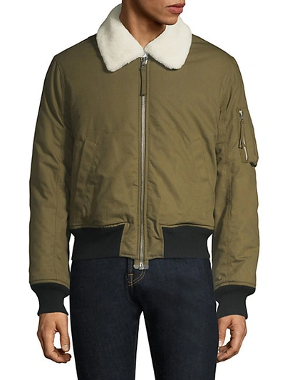 Shop Helmut Lang Shearling-collar Bomber Jacket