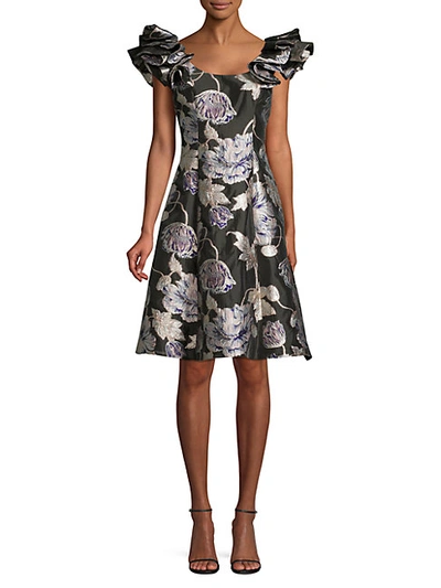 Shop Aidan Mattox Floral Jacquard A-line Dress