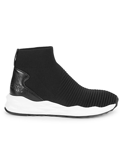 black slip on sock trainers