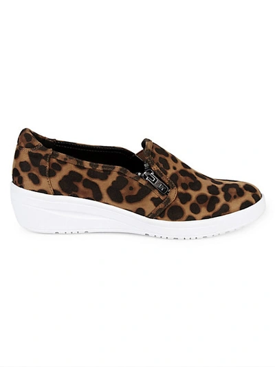 Shop Anne Klein Yuriko Leopard-print Slip-on Wedge Sneakers