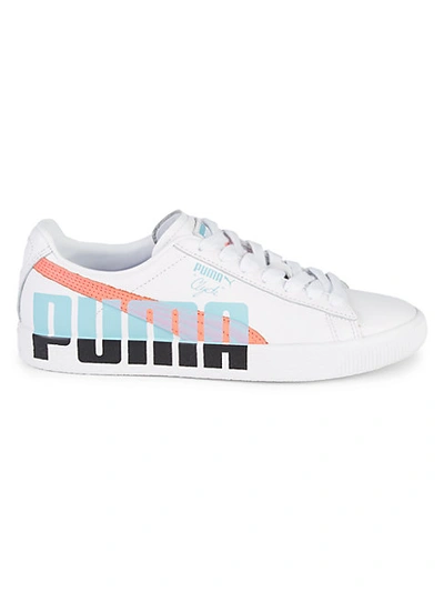 Shop Puma Logo Leather Sneakers