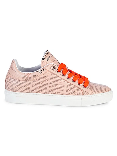 Shop John Galliano Low-top Newsprint Sneakers