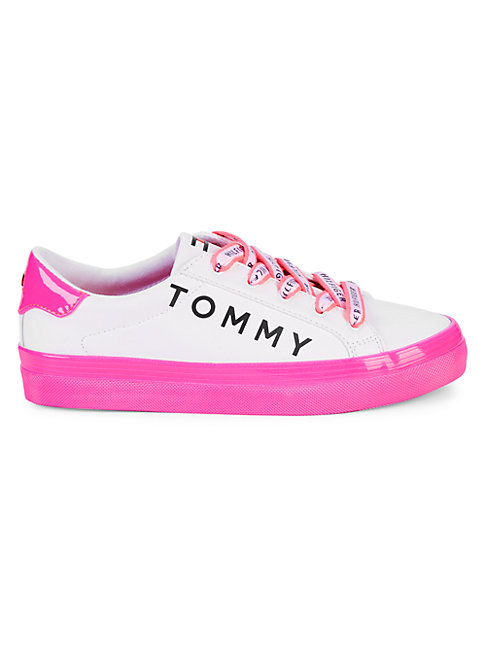 pink and white tommy shoes