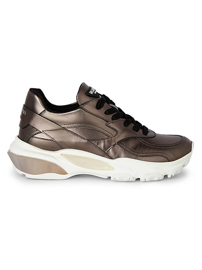 Shop Valentino Chunky Metallic Leather Sneakers