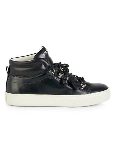 Shop Tod's High-top Speed-lace Leather Sneakers
