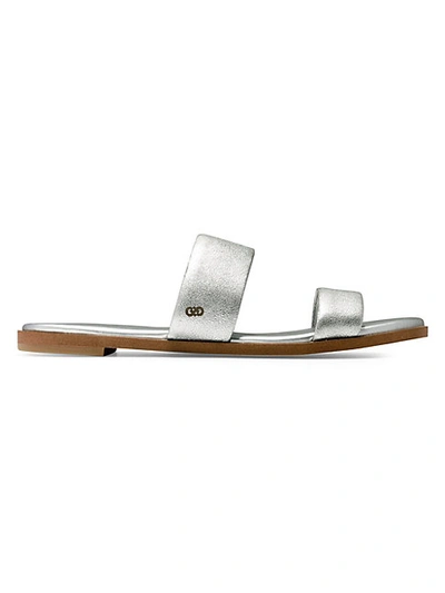 Shop Cole Haan Findra Metallic Leather Double-strap Flat Sandals