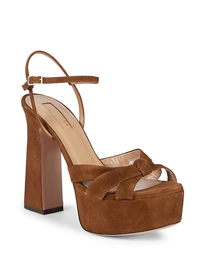 Shop Aquazzura Baba Suede Platform Sandals