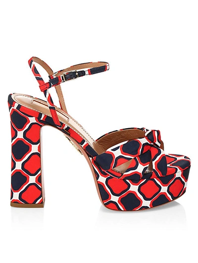 Shop Aquazzura Baba Printed Platform Sandals