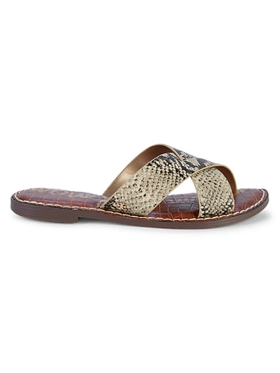 Shop Sam Edelman Gillian Snake-embossed Slide Sandals