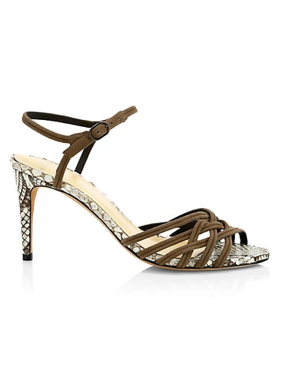 Shop Alexandre Birman Berthe Python & Leather Sandals