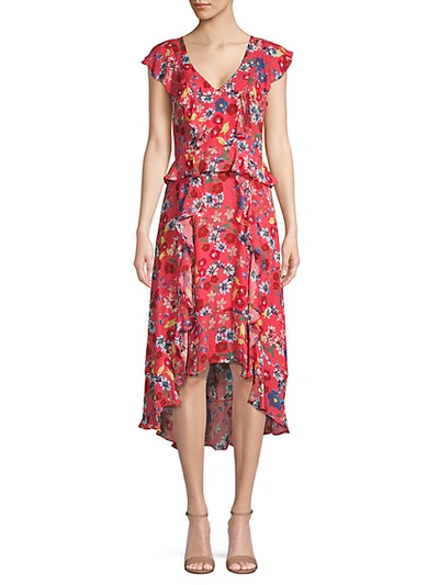 Shop Parker Floral High-low Peplum Dress