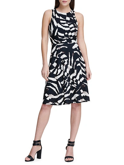 Shop Donna Karan Printed Fit-and-flare Dress