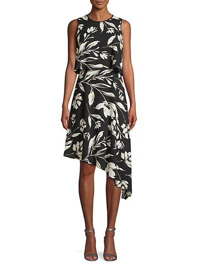 Shop Donna Karan Floral Asymmetrical Dress