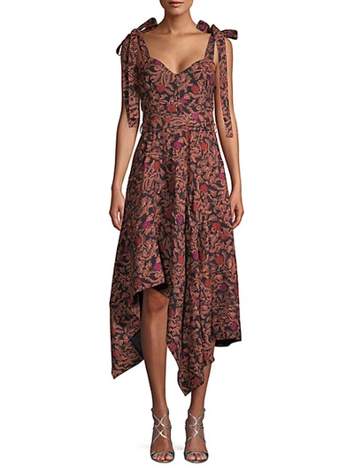 Shop Proenza Schouler Asymmetric Floral-print Midi Dress