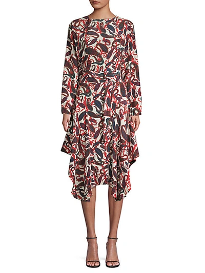 Shop Chloé Paisley-print Belted Silk Midi Dress
