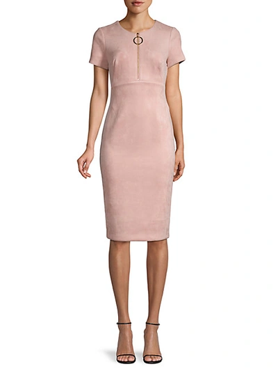Shop Calvin Klein Partial Zip Short-sleeve Sheath Dress