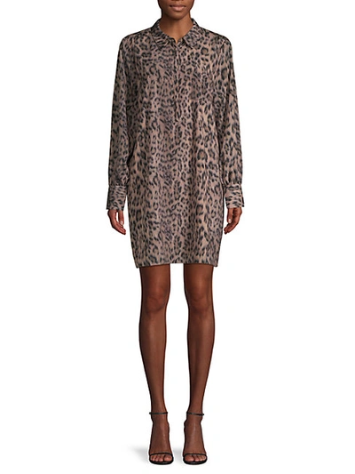 Shop Joie Leopard-print Half-zip Shirtdress