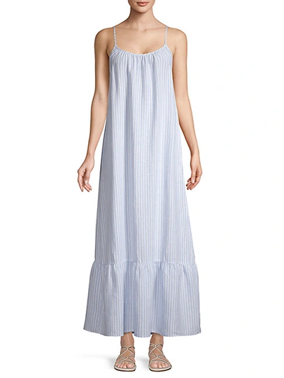 Shop Saks Fifth Avenue Striped Linen Maxi Dress