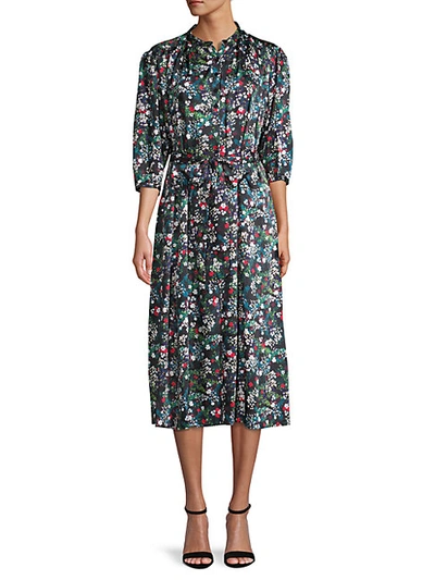 Shop Rebecca Minkoff Quarter-sleeve Floral Midi Dress