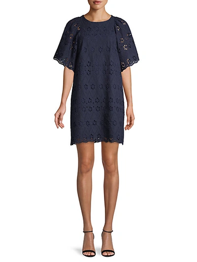 Shop Avantlook Scallop-trim Embroidered Eyelet Mini Dress