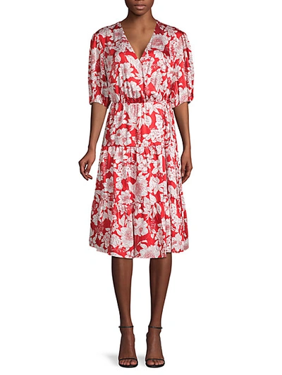 Shop Rebecca Minkoff Floral-print Faux Wrap Dress