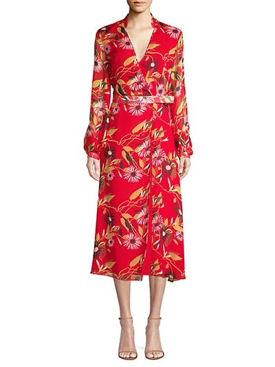 Shop Equipment Andrese Floral Silk Wrap Dress