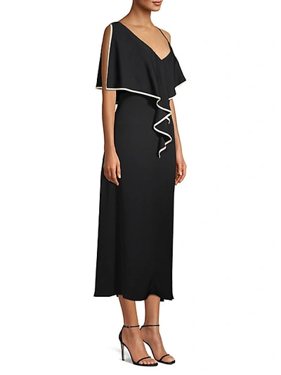 Shop Beatrice B Piped Ruffle Silk-blend Midi Dress