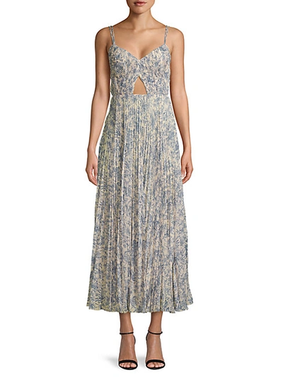 Shop Amur Floral Pleated Midi Dress